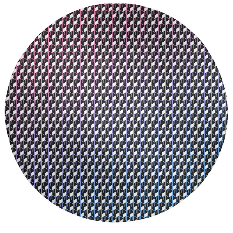 Tapis de zone rouge/noir géométrique dégradé, Rond 5 pi