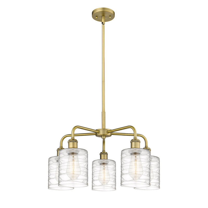 Lustre tambour 5 lumières Dublin, Laiton brossé