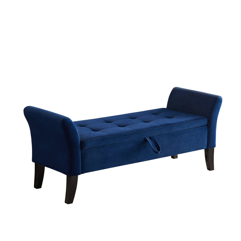 51.5" Bed Bench with Storage Navy Blue Velvet