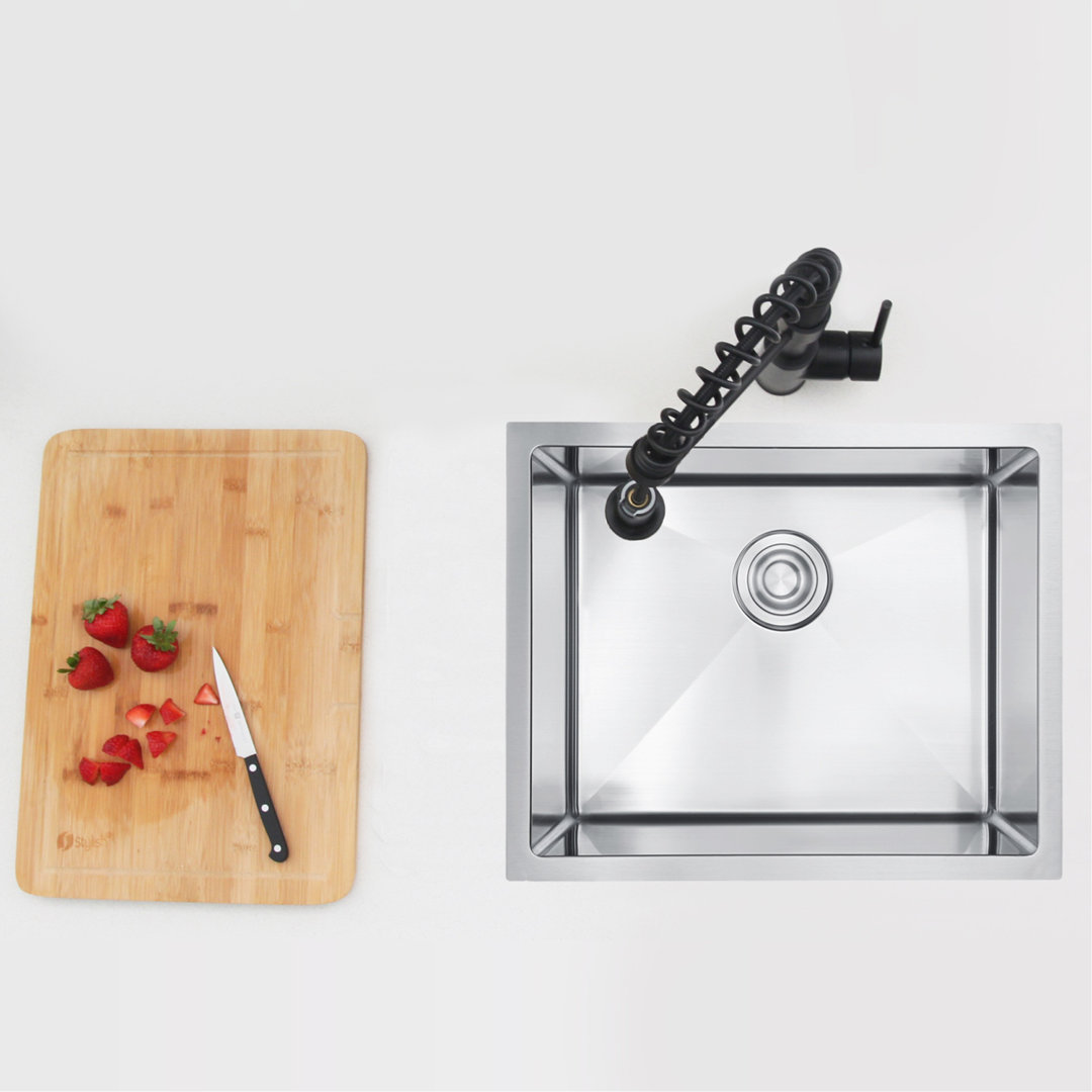 Clever STYLISH 22 inch Single Bowl Undermount and Drop-in Stainless Steel Laundry Sink STYLISH