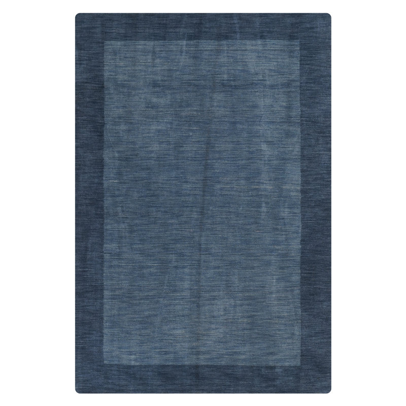 Kenshawn Hand-Knotted Wool Eco-Friendly Area Rug  - Rectangle | Blue Color | Contemporary Modern Design | High Pile Thick Handmade Anti Skid Rugs for Living Room