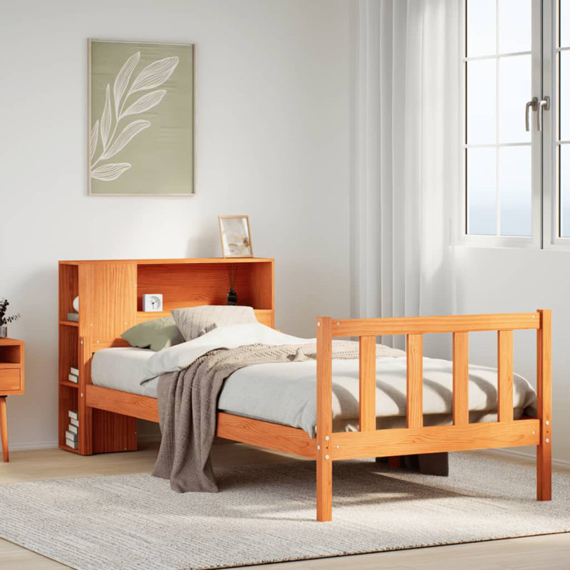 Arwand Solid Wood Bed, 75 x 190 cm, Wax Brown