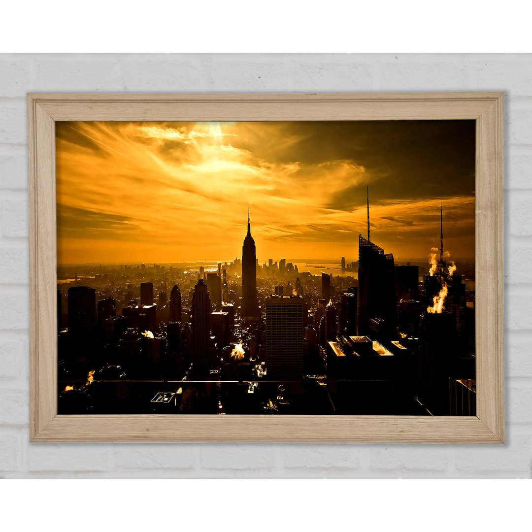 Empire State Building New York City Goldener Sonnenuntergang - Druck