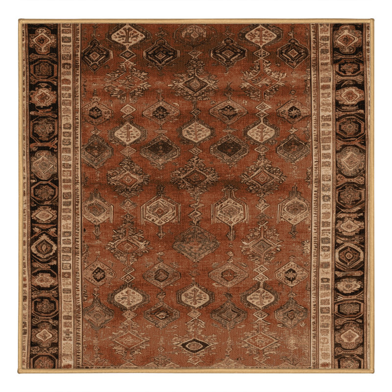 Tapis brun lavable à la machine, Carré 8 pi