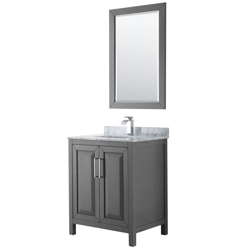 Daria 30'' W Single Vanity, Dark Espresso, Polished Chrome, Carrara Cultured Marble