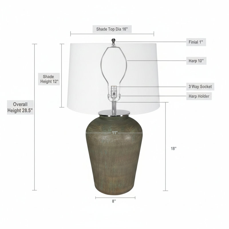 D18x28.5" Glass Table Lamp