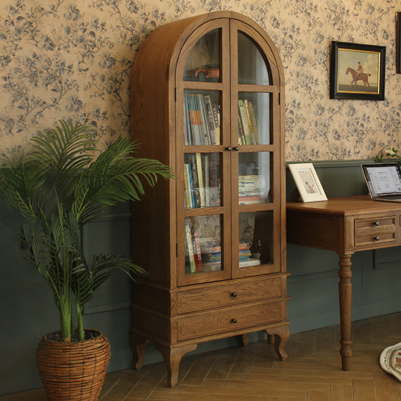 Vitrine arquée au design rétro français, Brun