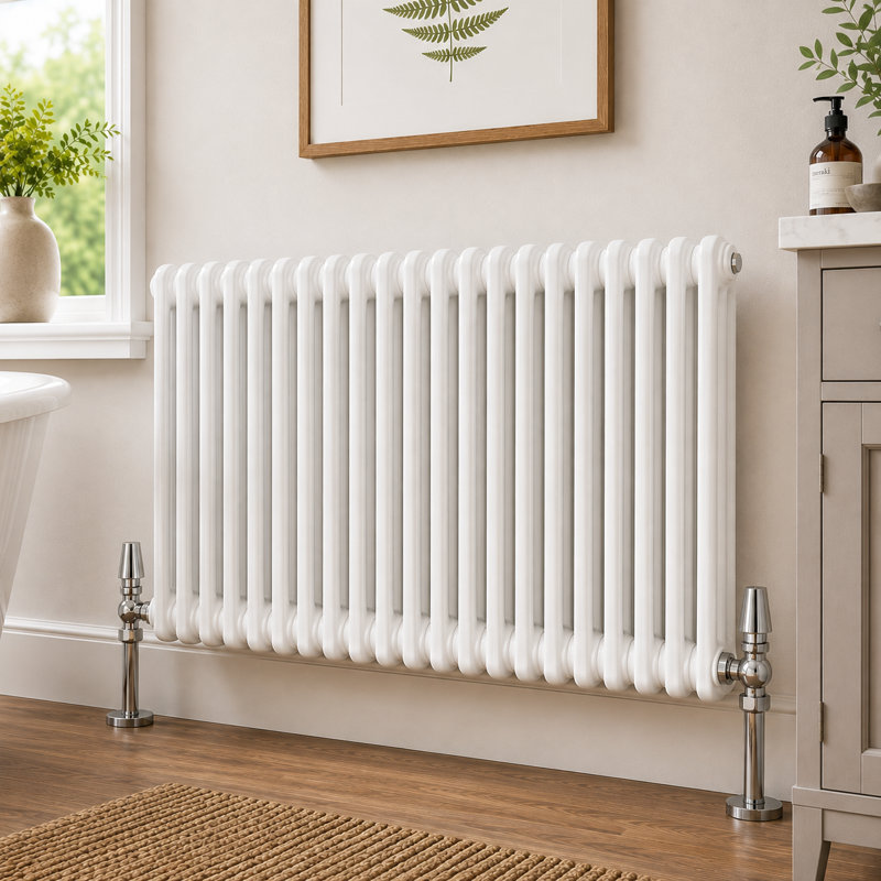 Uxbridge Horizontal Traditional Colosseum Radiator, 600mm H x 1370mm W x 130mm D, White