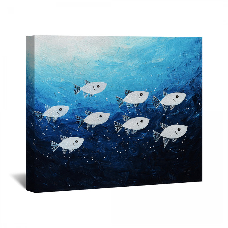 Toile de poisson tendue sur toile - décoration murale marine, H 16 po x l 16 po