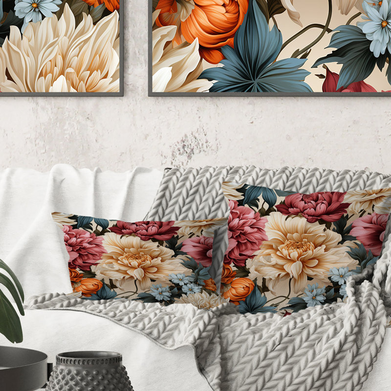 Coussin décoratif à motif botanique Renaissance Garden II, H 16 po x l 16 po