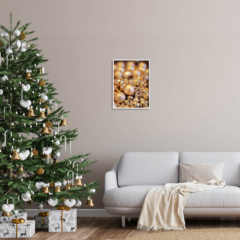 Ornements de Noël brillants Cloches at-259, H 20 po x l 16 po x P 1,5 po, Giclée encadrée blanc bord de mer