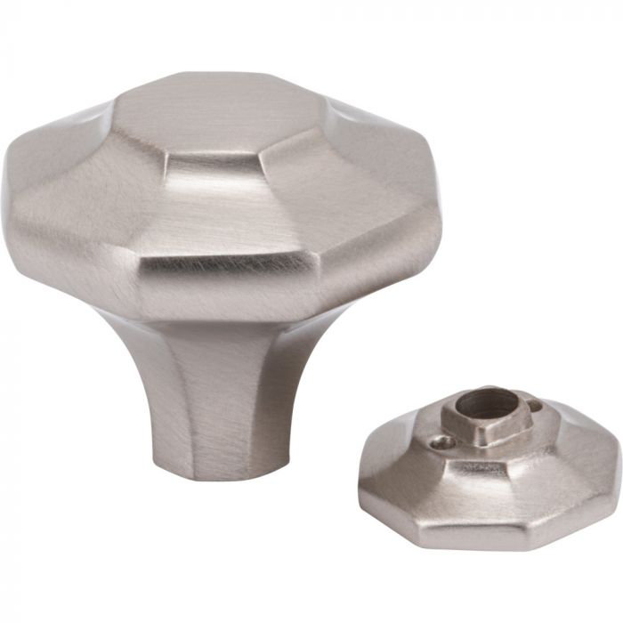 Palazzo Length Geometric Knob, 1 3/8", Brushed Satin Nickel