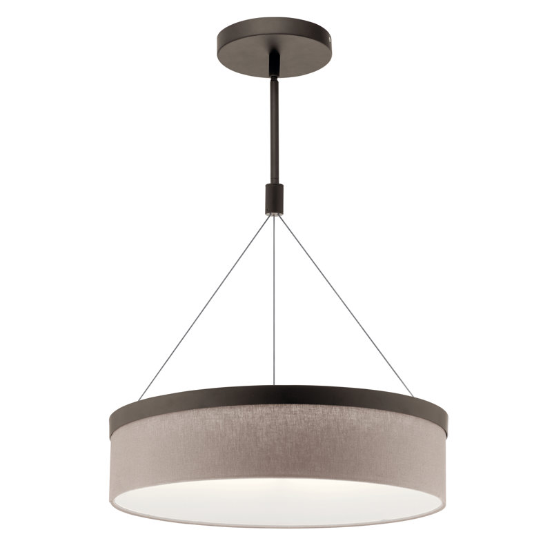 3 - Light Dimmable LED Drum Chandelier, Olde Bronze, 25" H x 18" W x 18" D