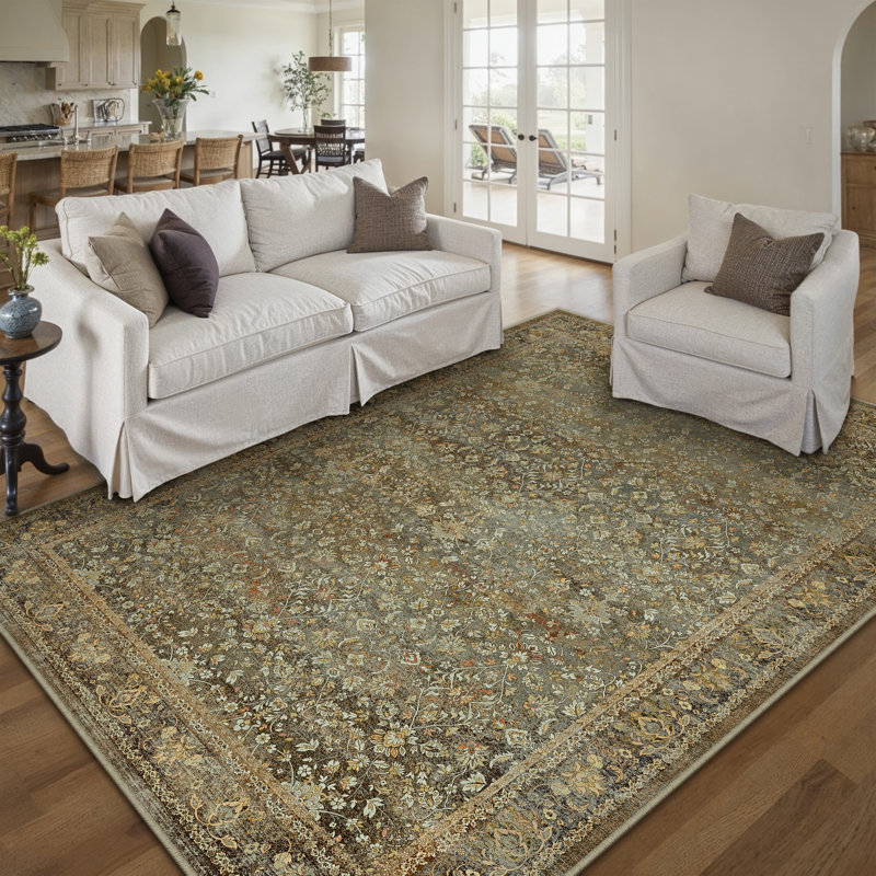 Lorena Vintage Oriental Persian Style Area Rug, Rectangle 5' x 7'6", Brown