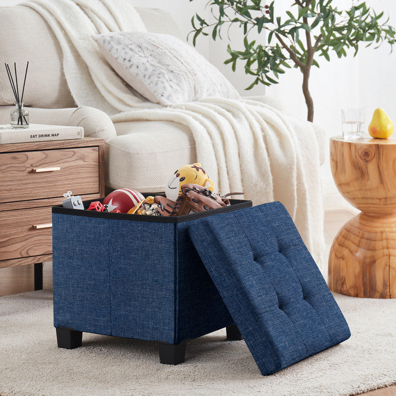 Cube carré pliable Pehrson, Bleu marine
