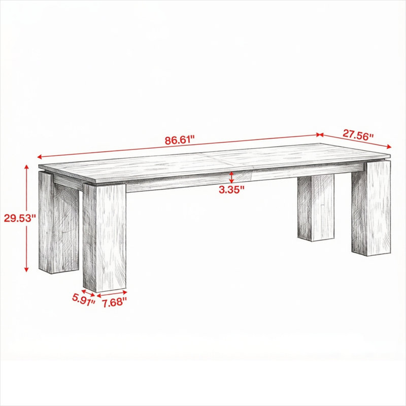 Table de salle à manger rectangulaire à monter soi-même, plateau en bois composite et piètement à quatre pieds, de 6 à 8 couverts. Plateau en bois fabriqué et piètement à quatre pieds.