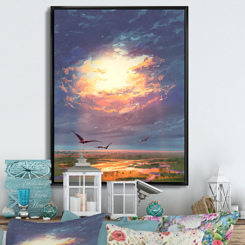 Mystic Eagle Under Golden Rays - œuvre d'art traditionnelle sur toile, L 30 po x H 40 po x P 1,5 po