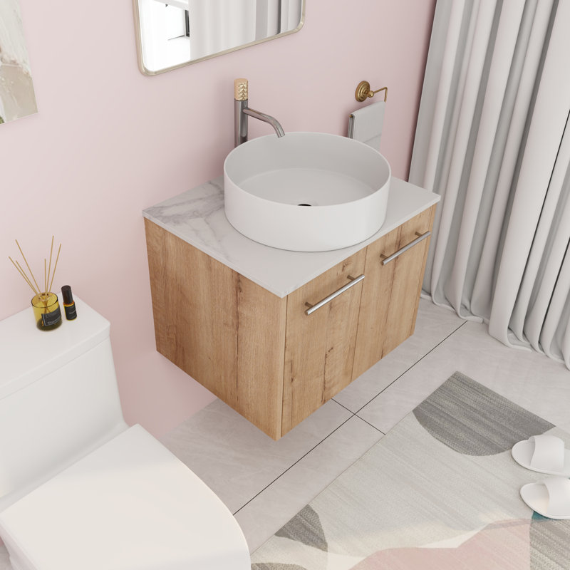 Meuble-lavabo mural simple 23,66 po Ceci avec comptoir en céramique Ceci
