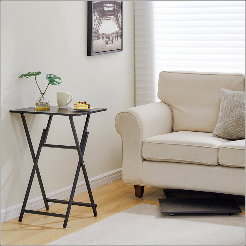 2-Piece Folding TV Tray Table, Black