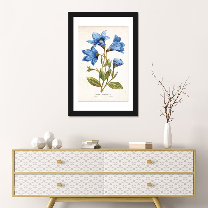 « blue impression », impression sur toile, H 24 po x l 16 po x P 1 po, Papier d'art encadré noir, Blanc