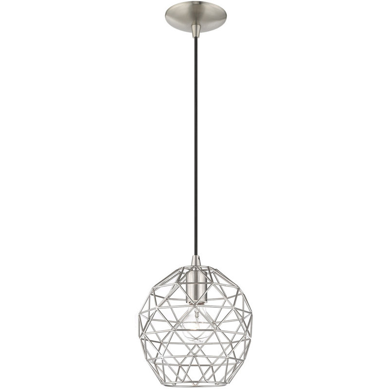 1 - Light Geometric Pendant, Brushed Nickel/Black, Brushed Nickel