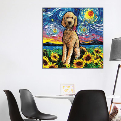 Goldendoodle Night II by Aja Trier - Wrapped Canvas Painting