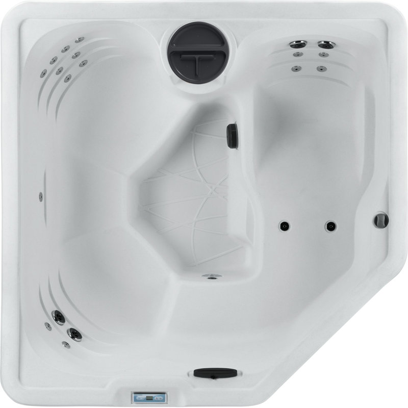 HydroLuxe 4-Person Arctic White and Charcoal Square Hot Tub