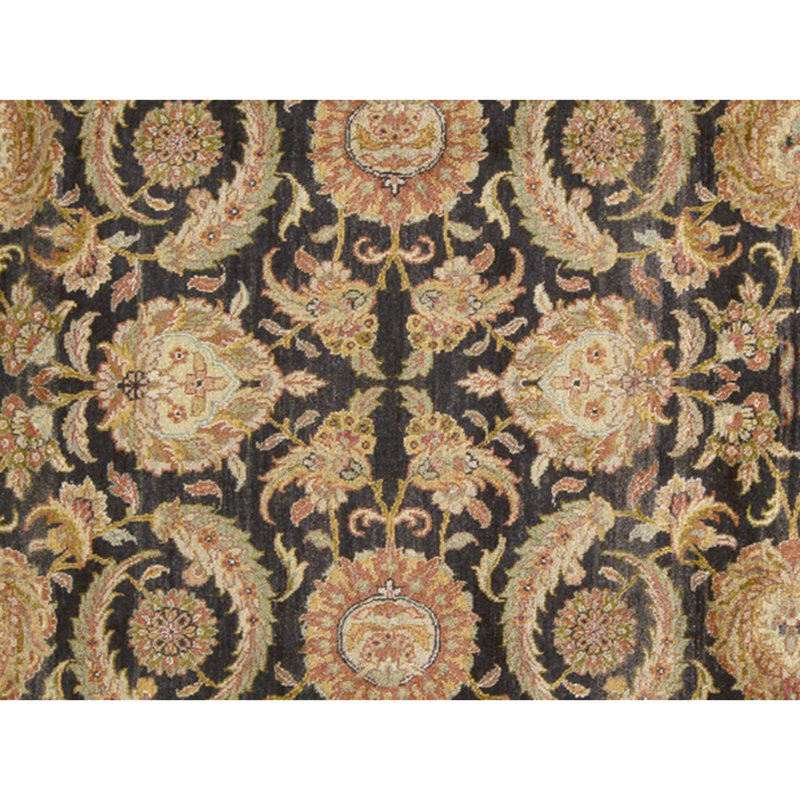 Tapis noir et rouille de haute qualité noué à la main