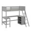 Lit mezzanine simple en bois avec tablettes et bureau-746841456