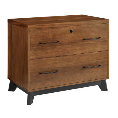 Classeur latéral en bois moderne, classeur latéral de bureau, tiroir-classeur, entièrement assemblé, brun moyen riche