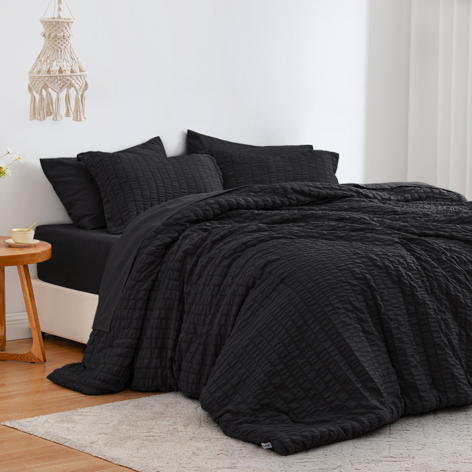 Bedding, Black, California King-7 pieces
