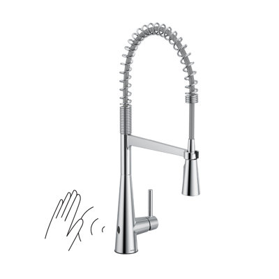 Moen Sleek MotionSense Wave Single Handle Pre-Rinse Spring Pulldown Kitchen Faucet