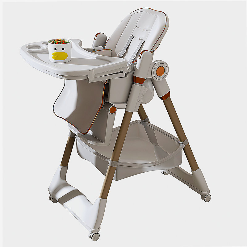 Adjustable Baby High Chair 0-6 Years – Portable Infant Feeding Seat with Safety Belt, Silent Lockable Wheels & Easy-Clean Design for Home, Dining, Living Room, Bedroom (White)