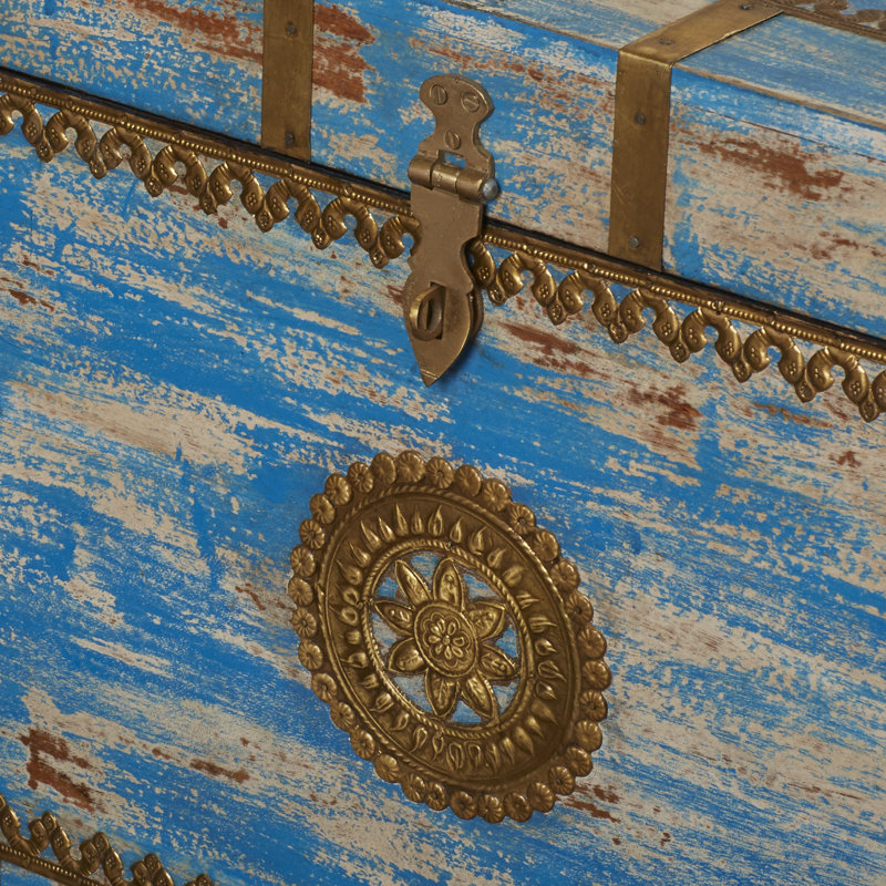 Neela Painted Brass Inlay Storage Trunk