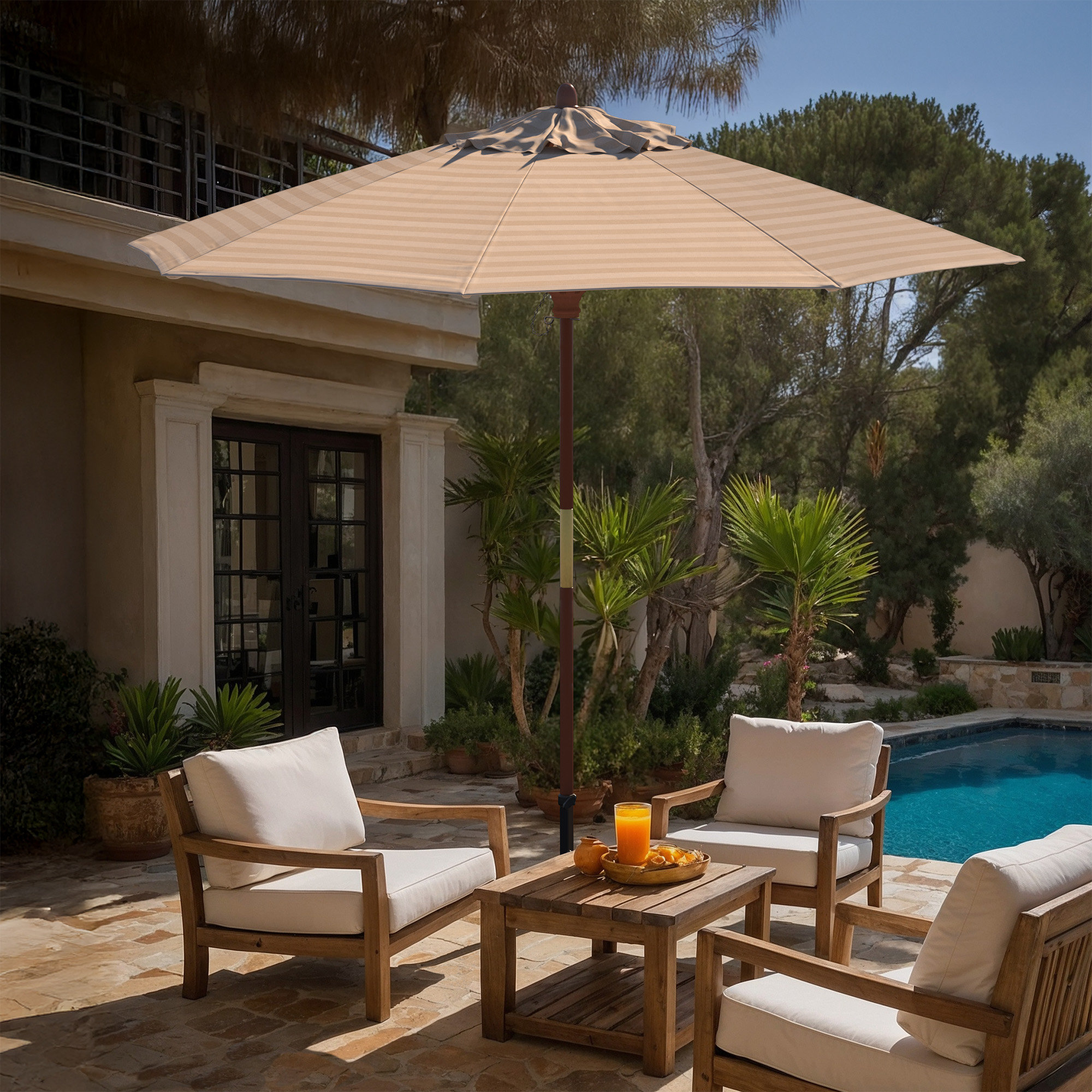 Manford 108'' Sunbrella® Outdoor Umbrella, Expressive Sparrow Sunbrella®