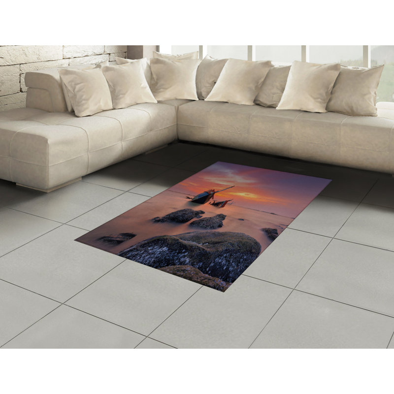 Nautical High Density Long Fiber Poly Threads Decorative Area Rug Carpet, Rectangle 4' x 5'8"