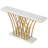 59" Modern Faux Marble Entryway Console Table With Grid Metal Base For Living Room, Hallway, Foyer