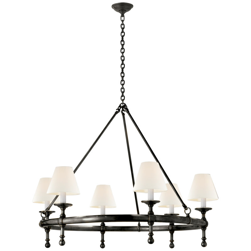 Chapman & Myers Classic Ring Chandelier, Bronze, Linen