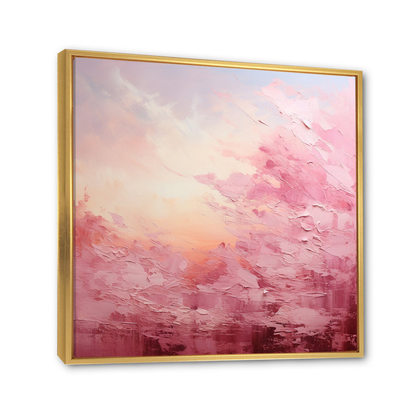 Pink Horizon - Abstract Landscape Canvas Art Print, Cadre flottant doré, H 24 po x l 24 po x P 1 po