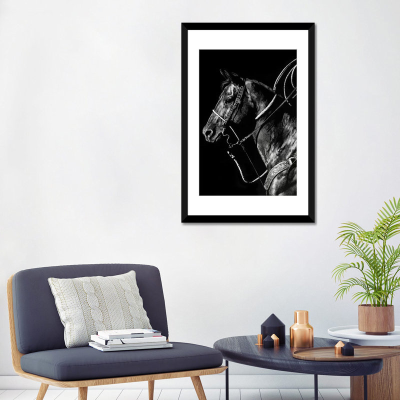 «Scratchboard Rodeo V», impression sur toile, Blanc, Papier beaux-arts encadré noir, H 32 po x l 24 po x P 1 po