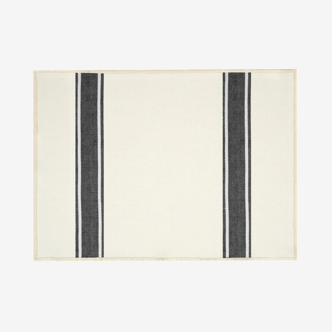 Jasminda Mary Set Of 2 Striped Placemats, Natural - Black, 35X46 Cm