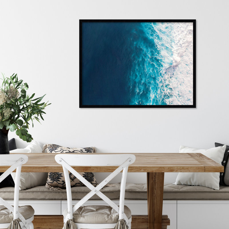 Seascape Of Splashing Waves by The Creative Bunch Studio, Black, 25" H x 33" W x 1" D