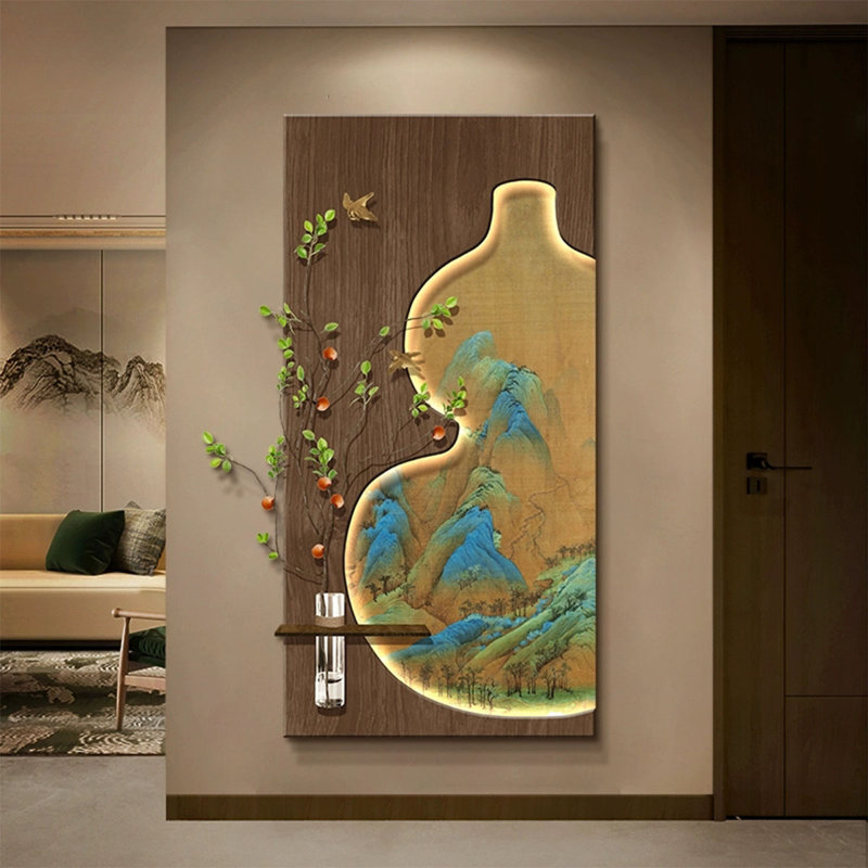 Décoration murale rétro en grès avec pot à fleurs hydroponique, H 55,12 po x l 27,56 po x P 1,97 po