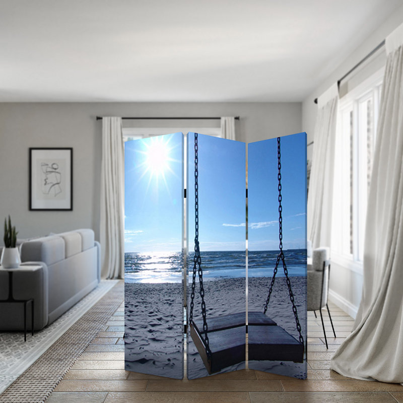 Écran sérénité bord de mer en toile multicolore 48 po x 72 po Fasto