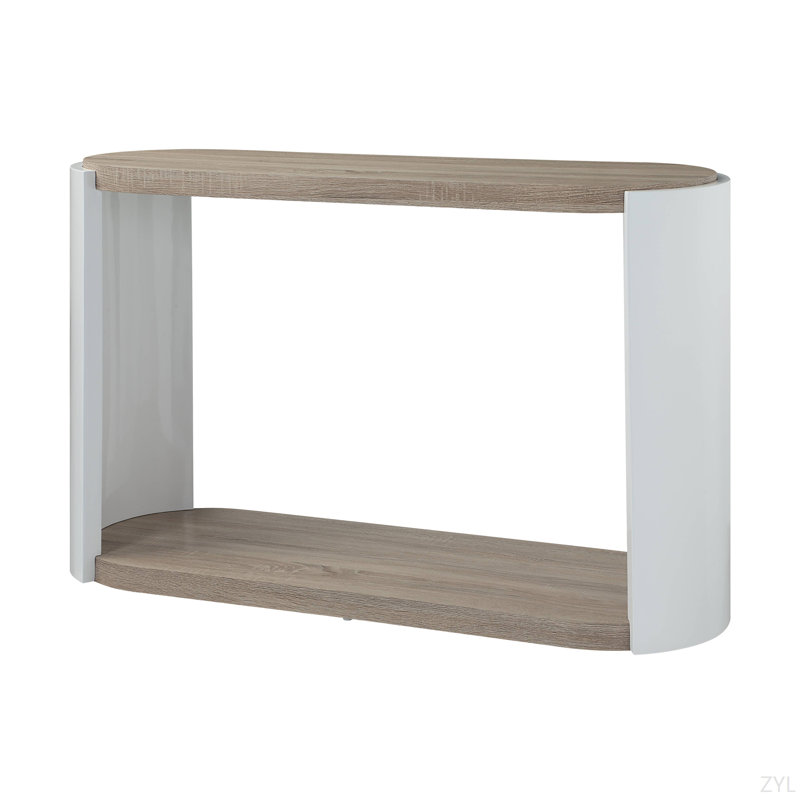 Table de canapé en chêne et blanc à finition ultrabrillante