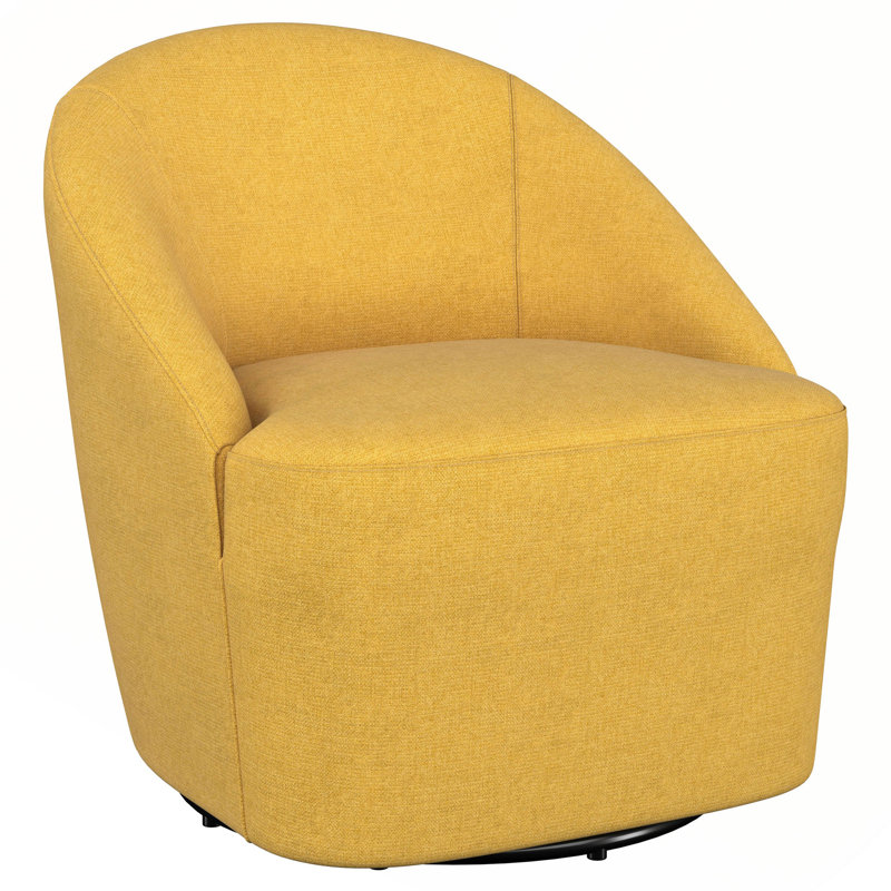 Fauteuil pivotant rembourré jaune moutarde, Jaune