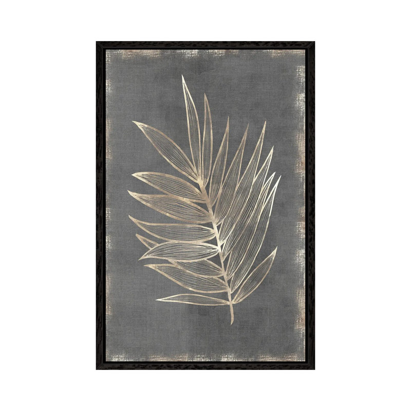 Gilded Botanical I by Eva Watts - Painting on Canvas, Black Framed, 152.4cm H x 101.6cm W x 3.81cm D
