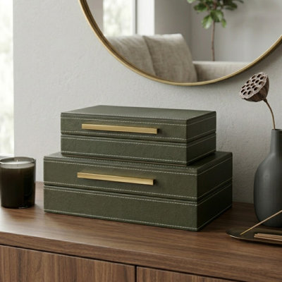 Boîte de rangement décorative en simili cuir avec couvercle Latiara