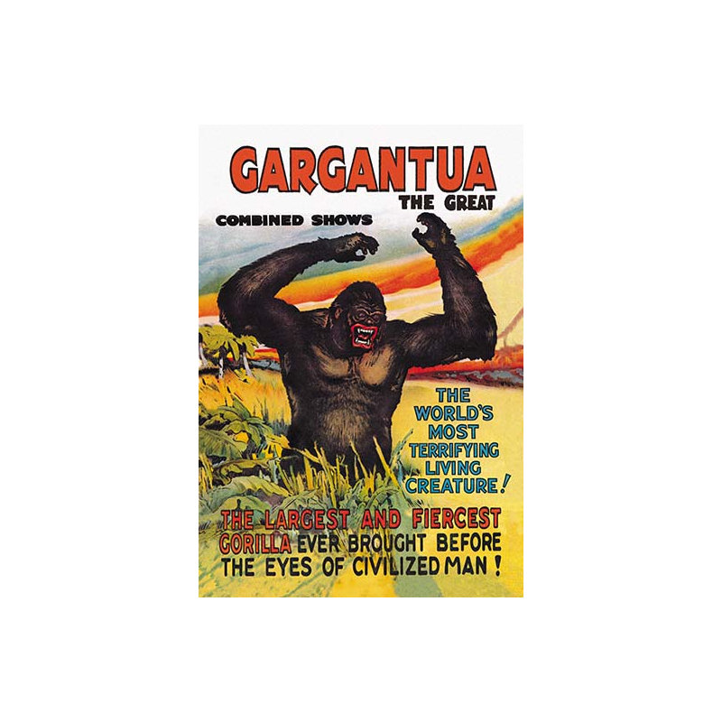 Gargartua la magnifique publicité rétro, H 66 po x l 44 po x P 1,5 po