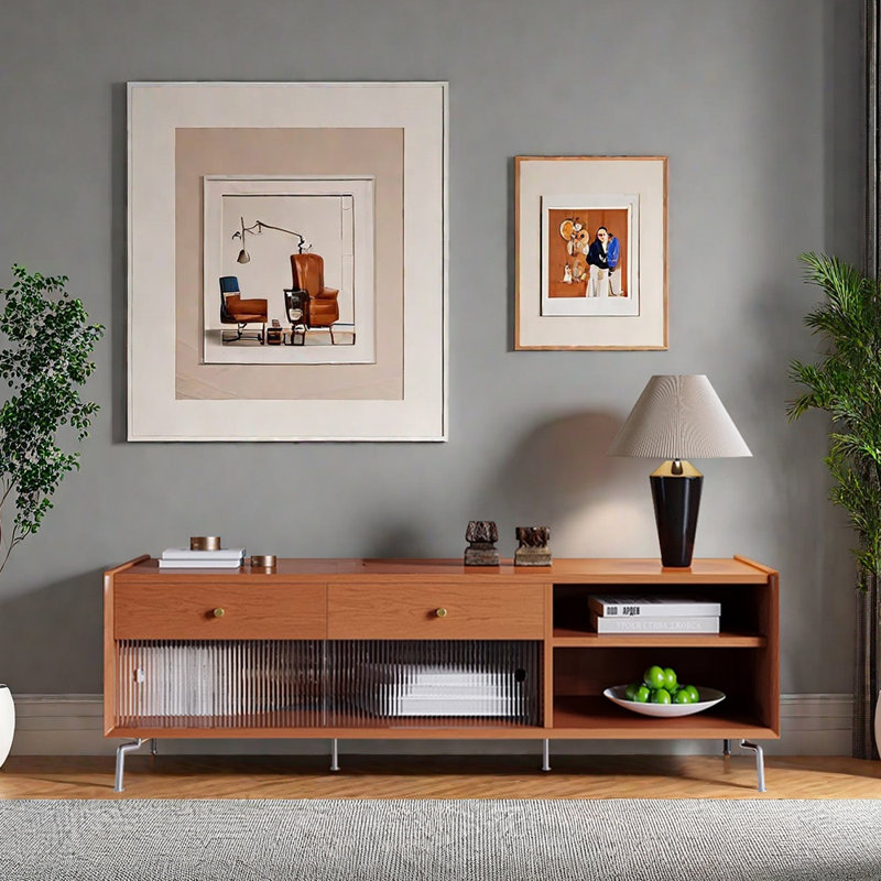Meuble télé en bois de style médiéval, H 19,68 po x L 62,99 po x l 17,71 po, Brun